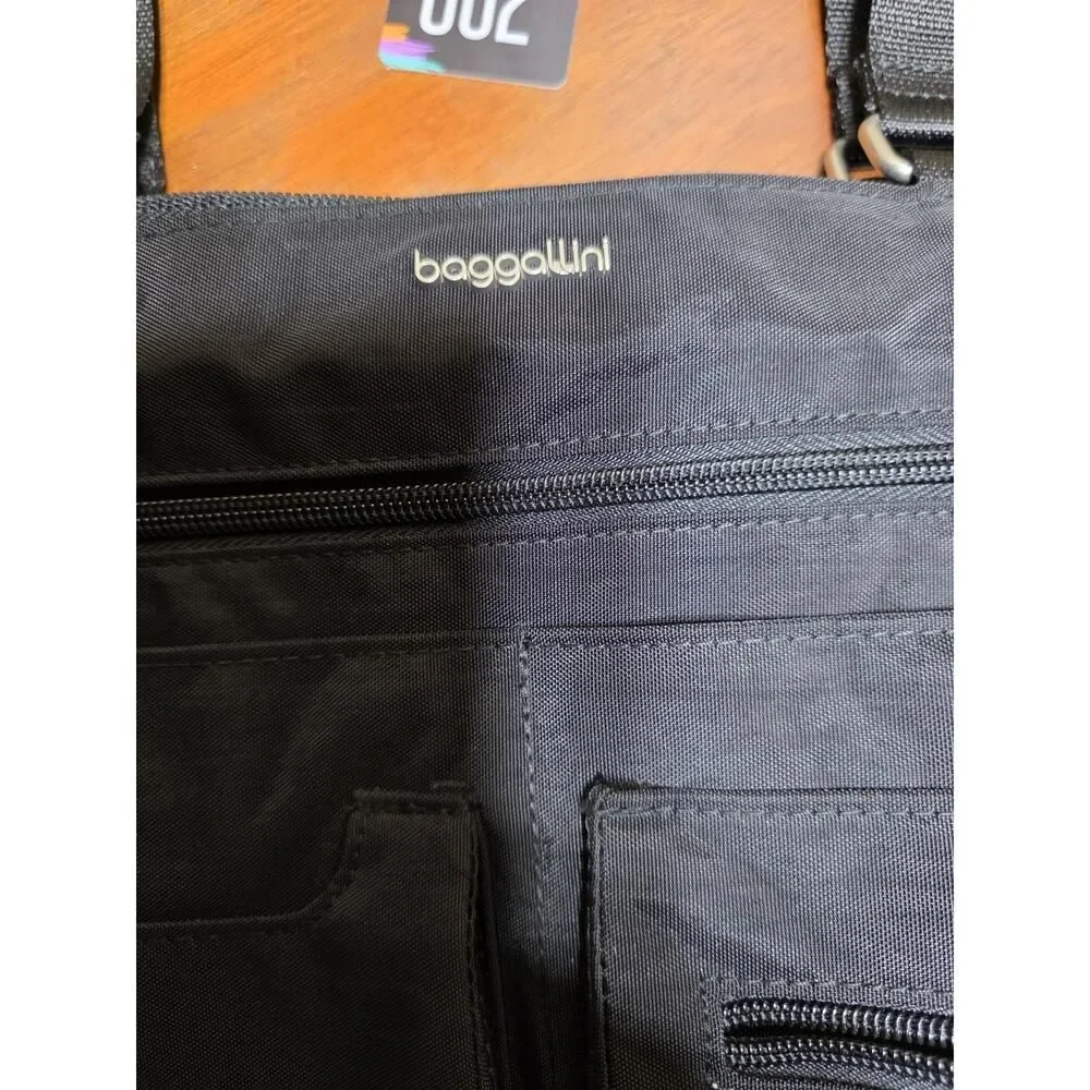 Baggallini Anywhere Day Laptop Tote Black Travel Work Organizer Bag NWT w/ Strap